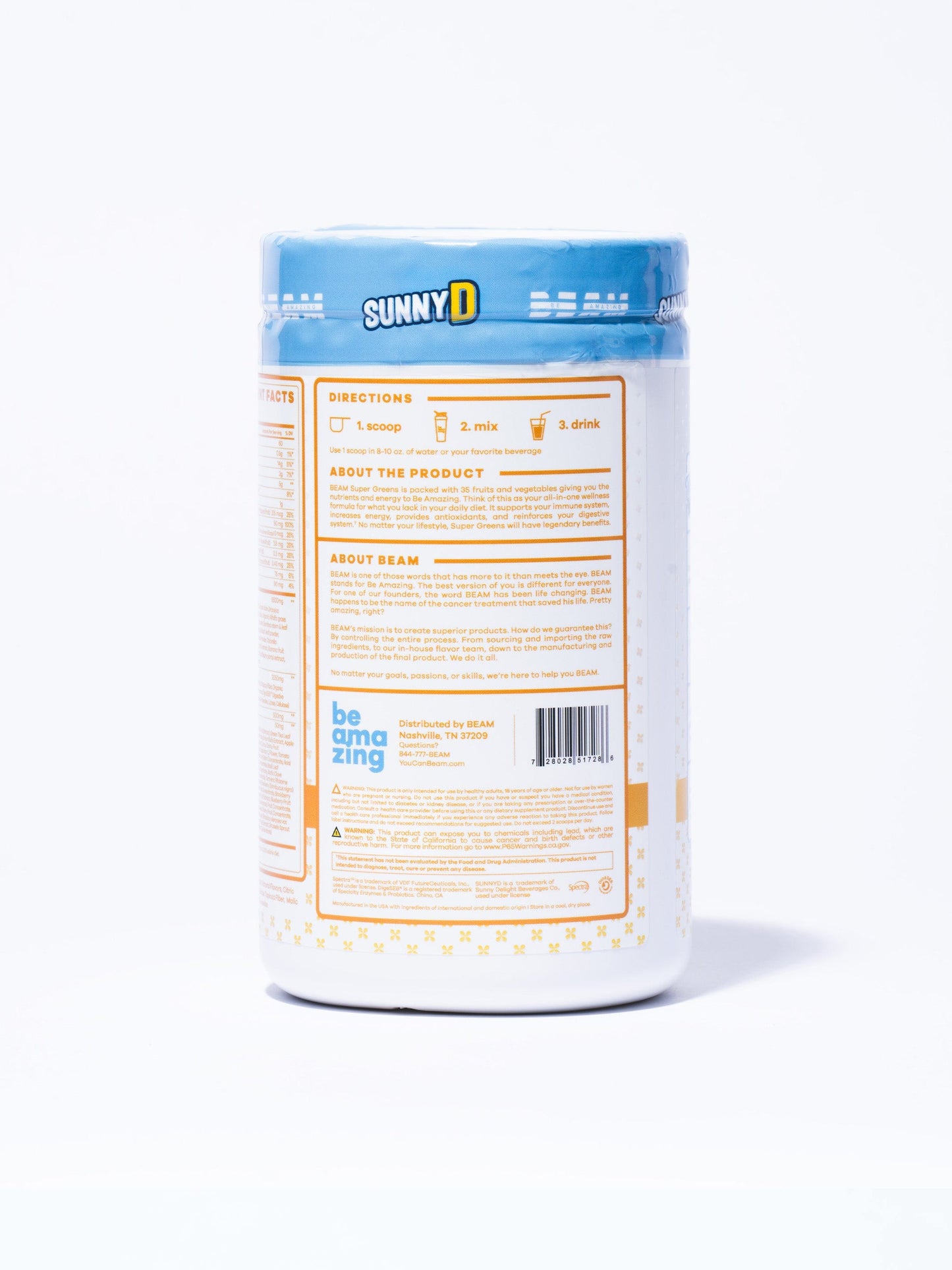 Be Amazing x Sunny D. collab super greens powder