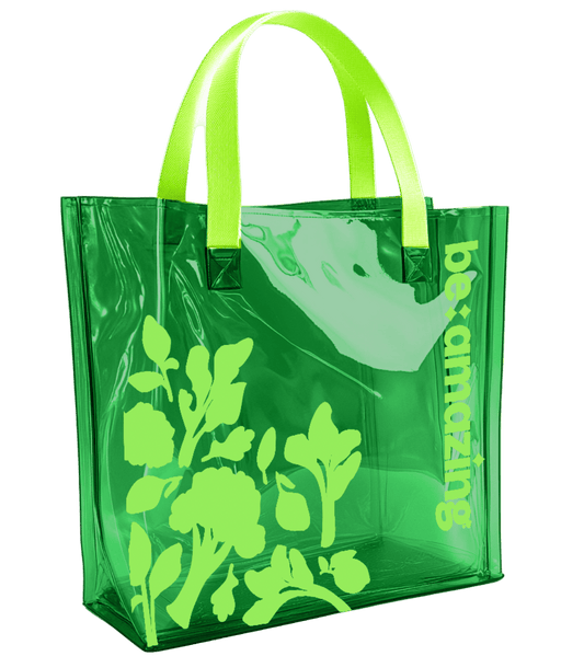 transparent tote bag 
